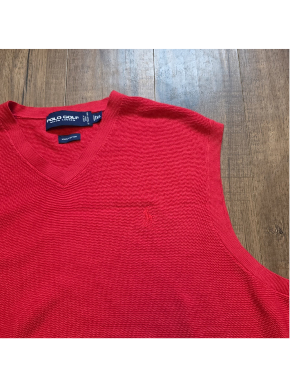 Polo Ralph Lauren Sweater Knit Vest Adult Sz XL 100% Cotton Pony Red